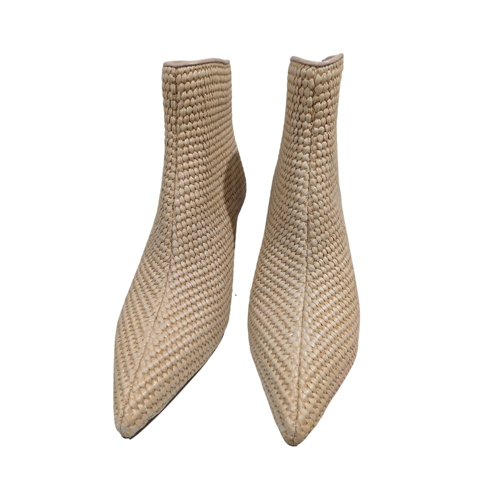 Cecelia New York Natural Woven Pointed Toe Clear Block Heel Bootie 6.5M - Picture 11 of 14